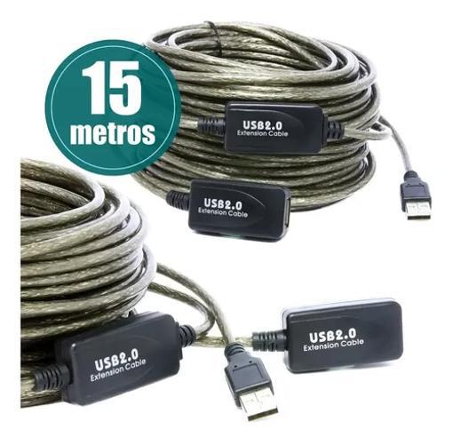 Miniatura Cabo Extensor USB 2.0 Ativo Amplificado 15m Logitech C920