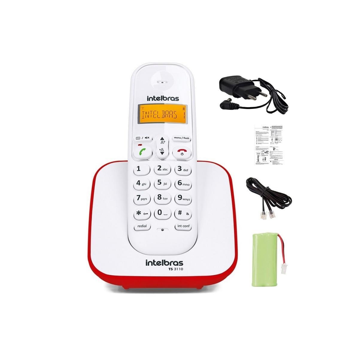 Miniatura Aparelho Telefone Fixo Sem Fio Vermelho Aceita Ate 6 Ramais