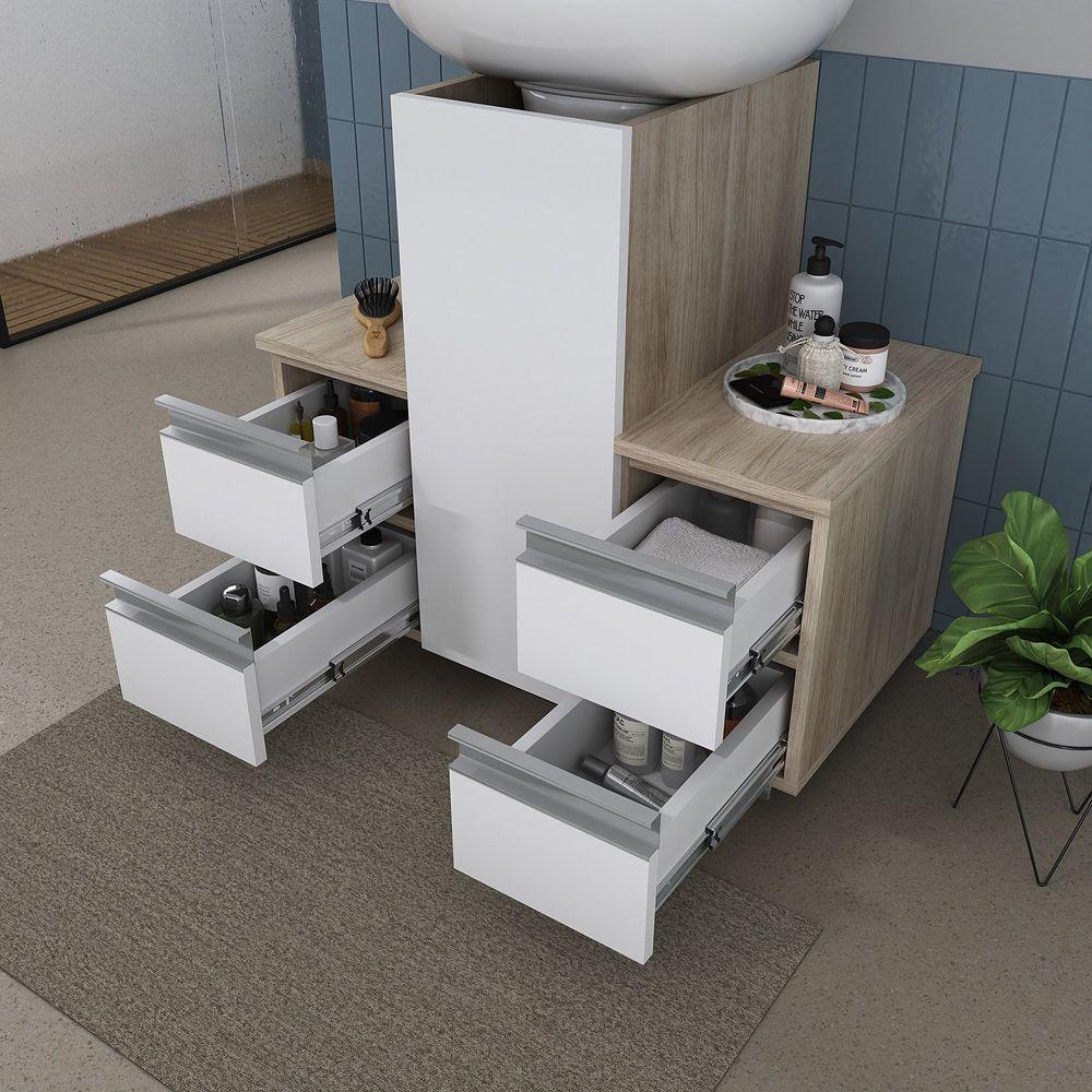 Miniatura Gabinete Banheiro Coluna Para Encaixe Madeirado Branco