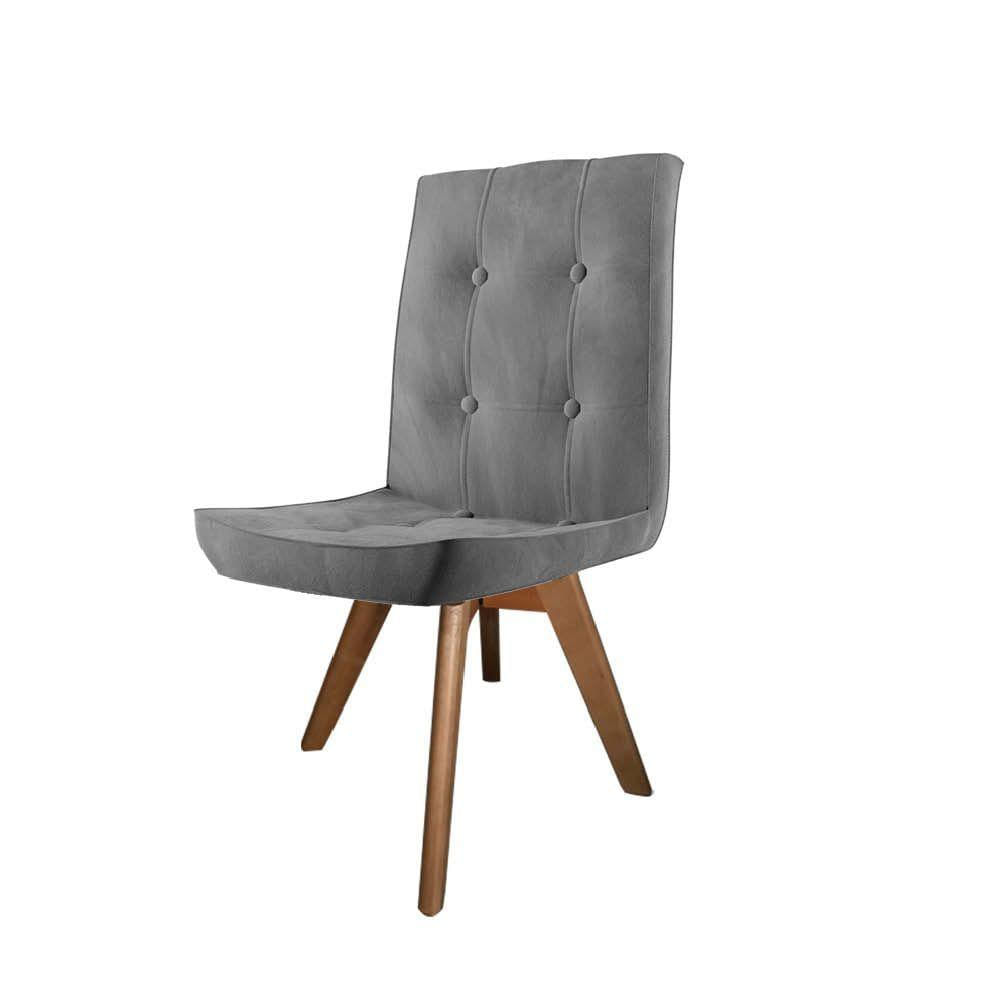 Miniatura Conjunto 03 Cadeira De Jantar Drop Com Botão Base Giratória Caramelo Corino Cinza