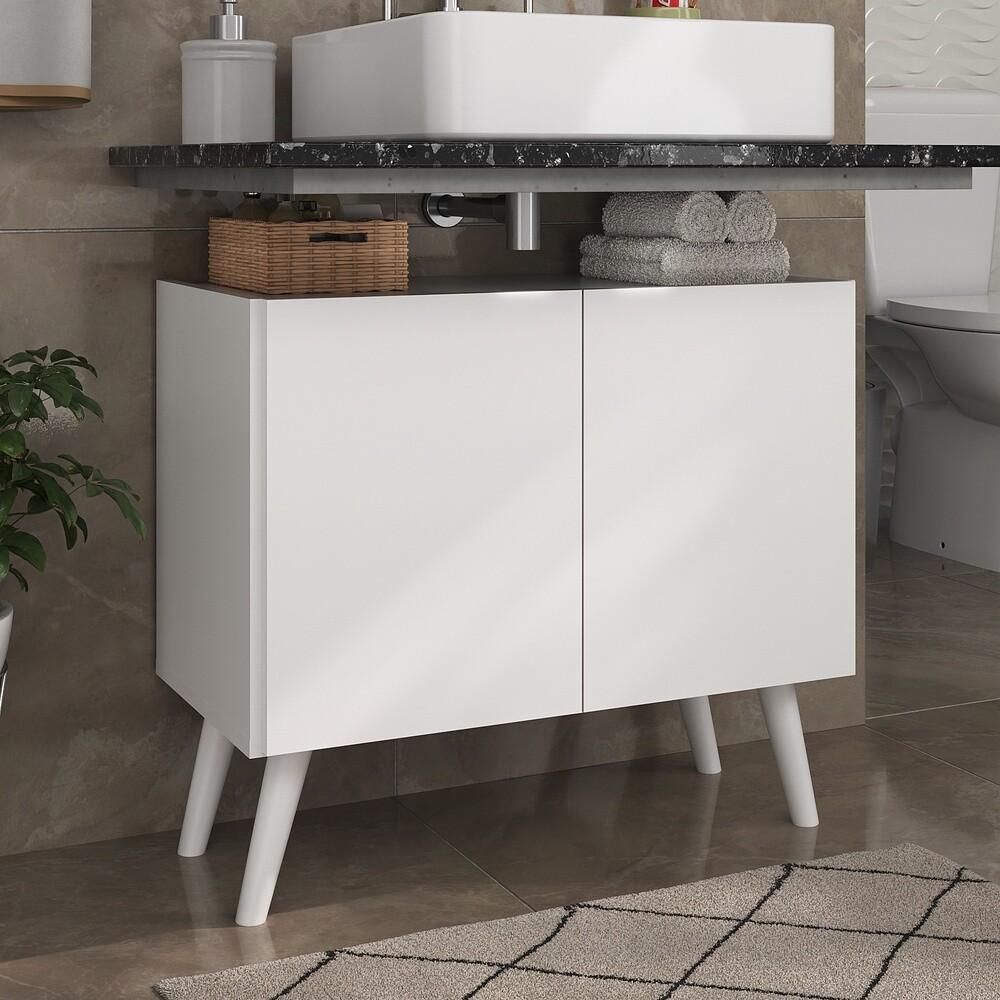 Miniatura Gabinete Armário de Banheiro 62,5cm Retrô 2 Portas Multimóveis MP5045 Branco