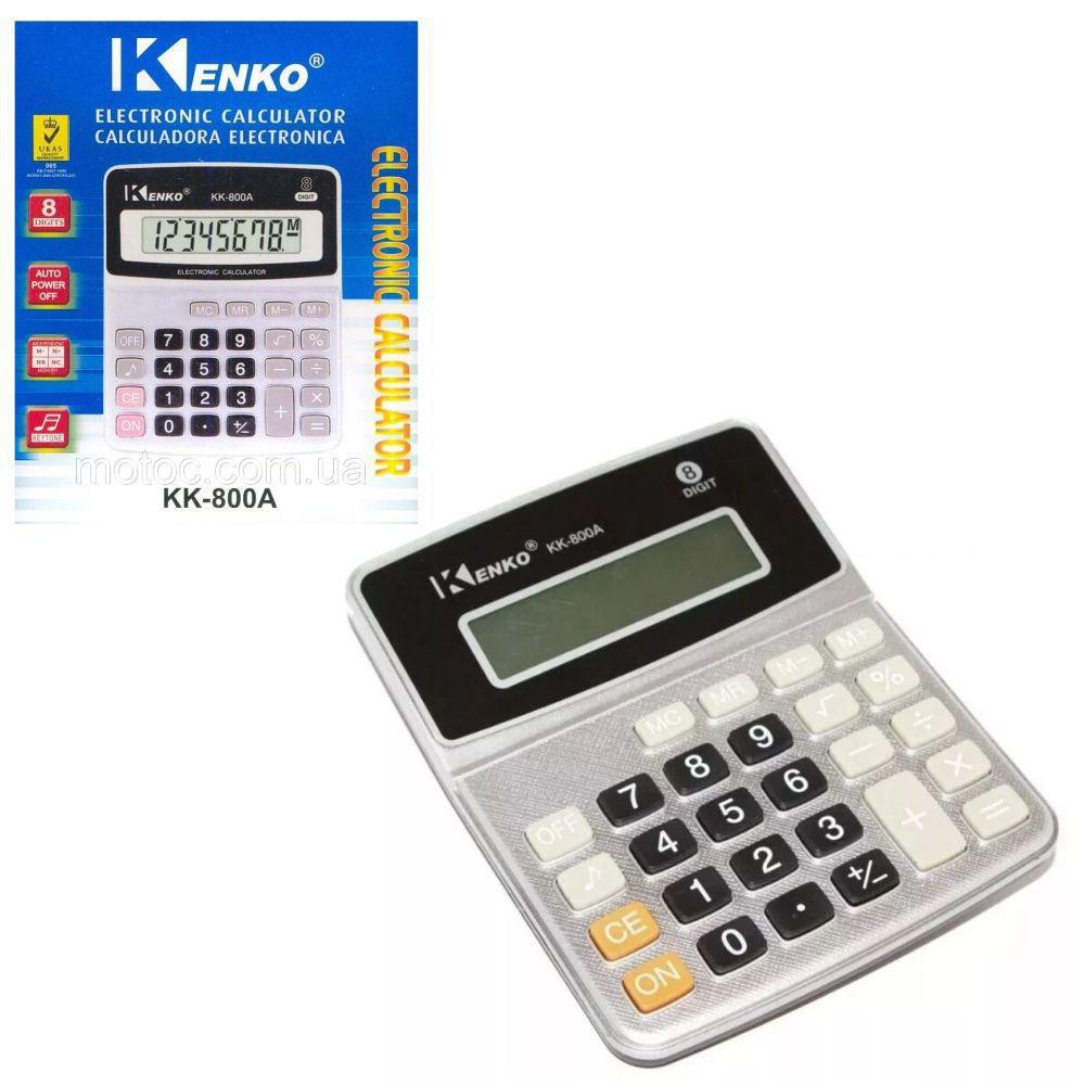 Miniatura Calculadora Mesa Portátil Sonora Eletrônica Kenko Kk-800A Prata - Calculadora - Portugues - Kenko - Básica