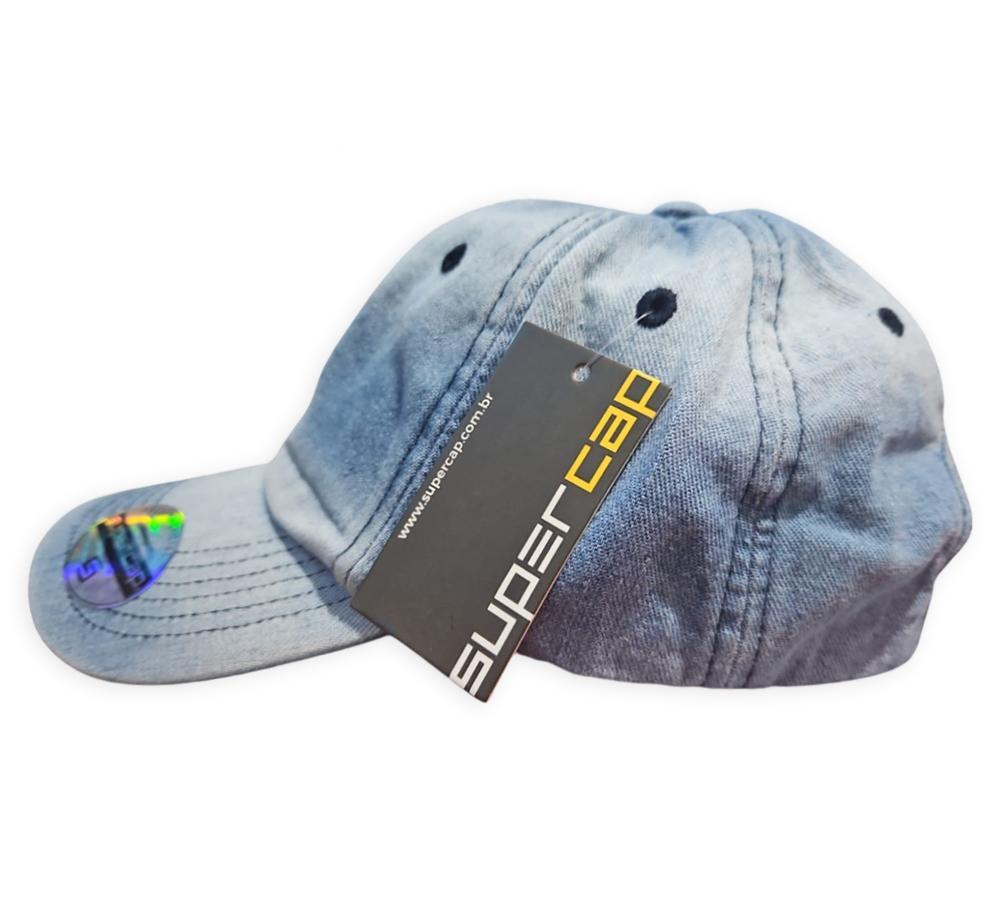 Miniatura Boné Aba Curva Jeans Lavado 6 Gomos Estonado Supercap 28957