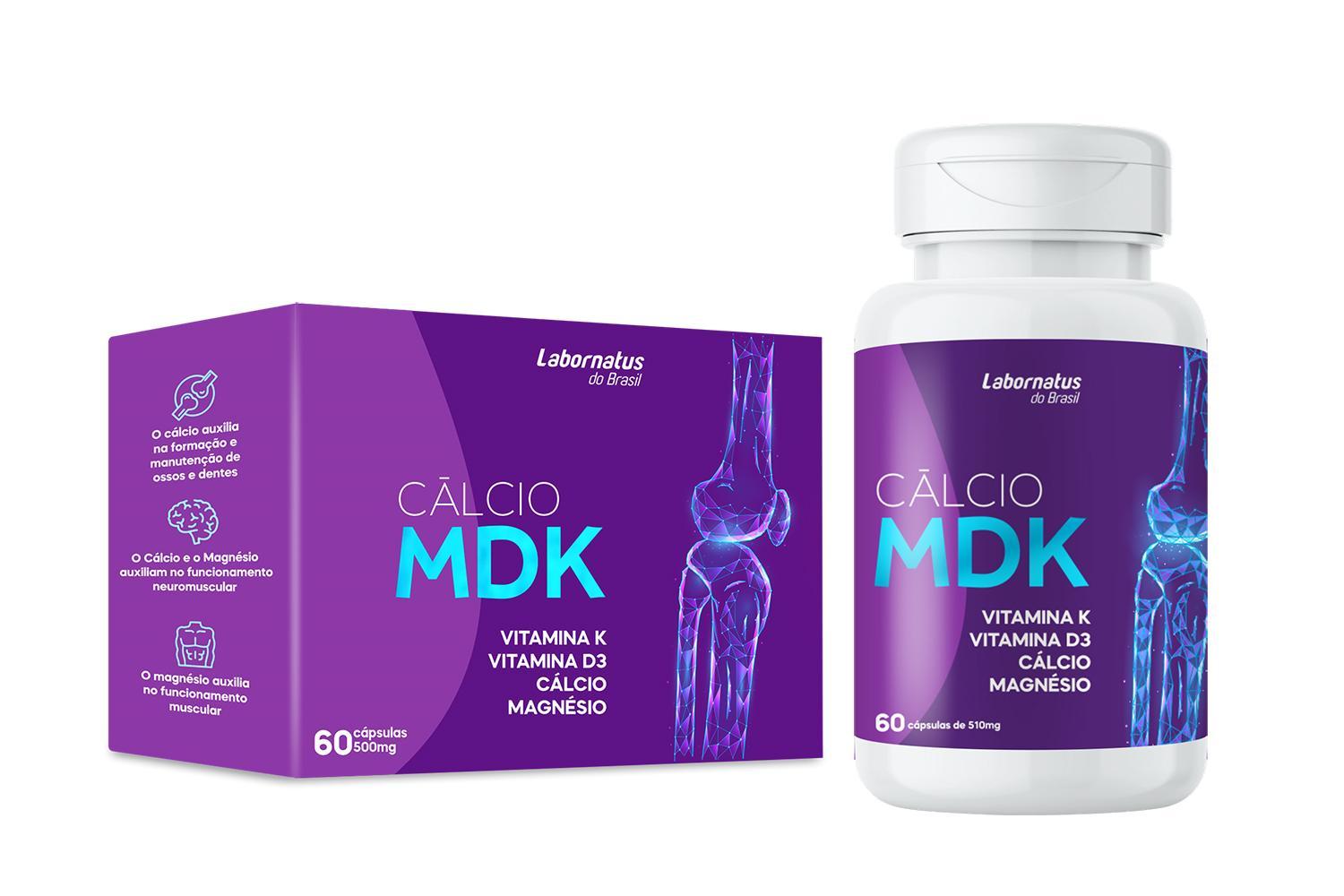 Miniatura Cálcio Mdk Vitaminas D3+K2 + Magnésio 60 Cápsulas 4 Caixas