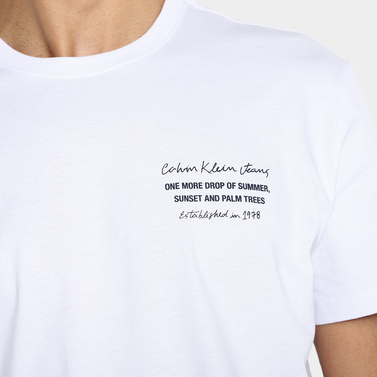 Miniatura Camiseta Calvin Klein Sunset Palm Tree Masculina Branco - G