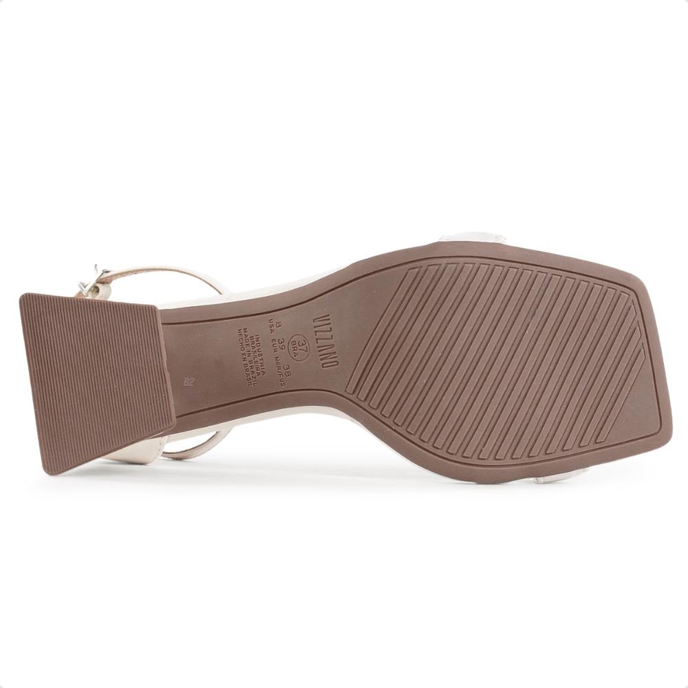 Sandália Vizzano Salto Alto Bloco Strass Feminino Branco / Branco - 34