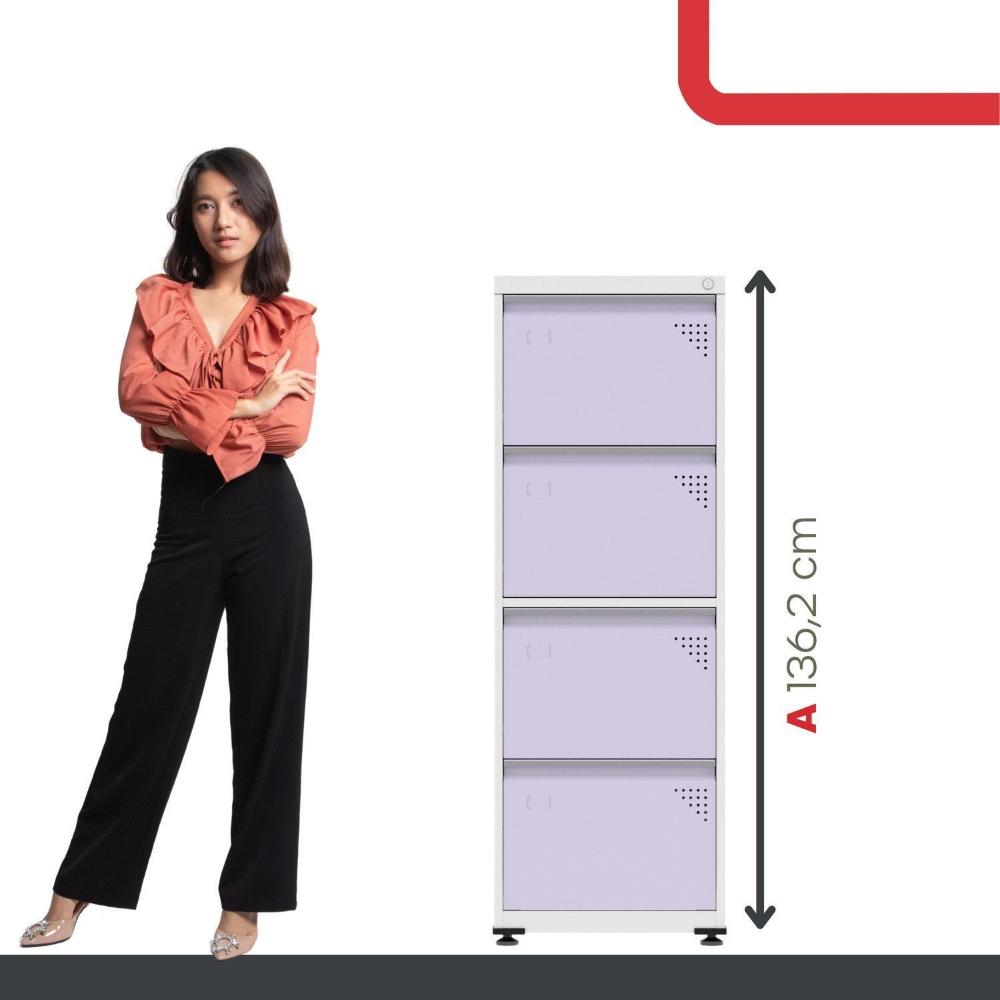 Gaveteiro Arquivo para Escritório em Aço 4 Gavetas Banco /Lilas