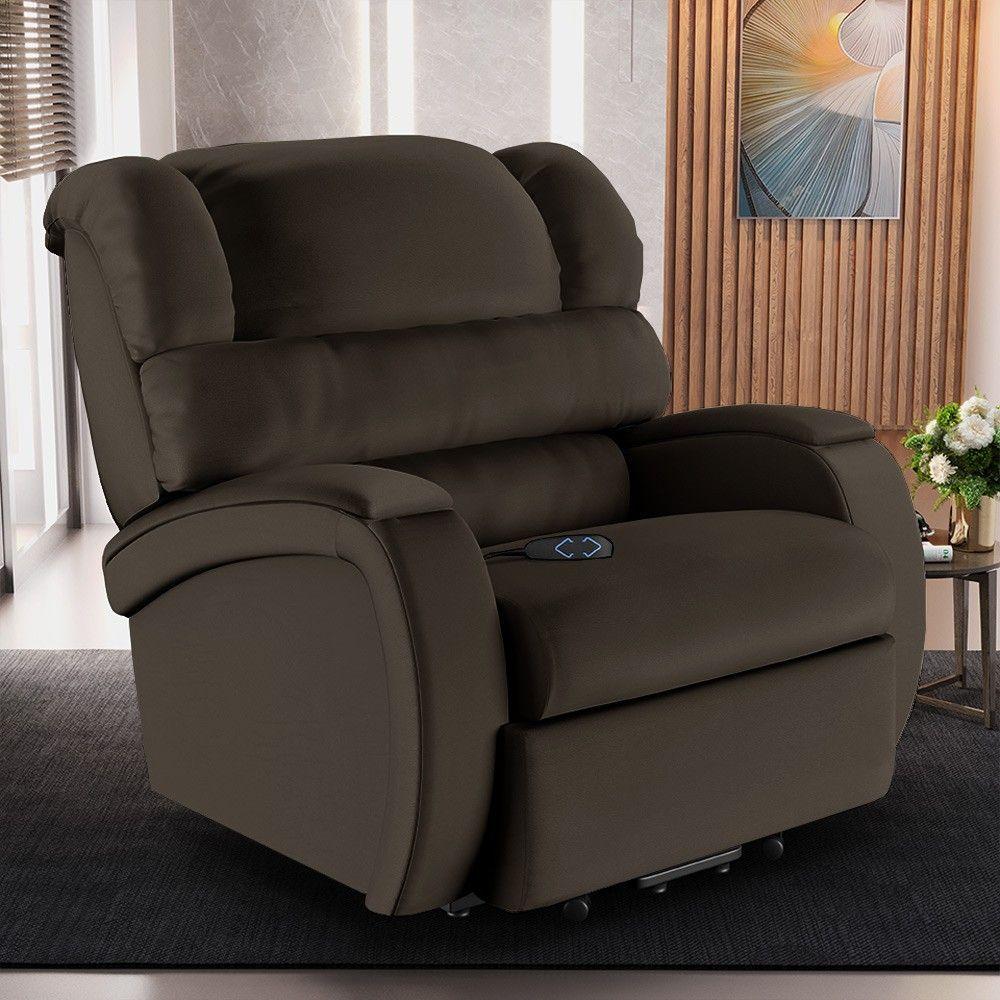 Poltrona Do Papai Reclinável Kalie Elevação Lift Elétrico Fh9 Pu Marrom - Mpozenato