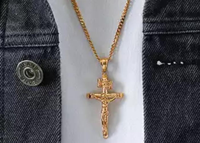 Colar Cruz Crucifixo Corrente Pingente Cristo Jesus Dourado