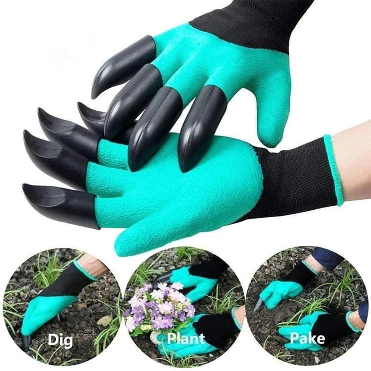 Miniatura Par De Luva Jardinagem Garras Terra Planta Jardim Flor Genie