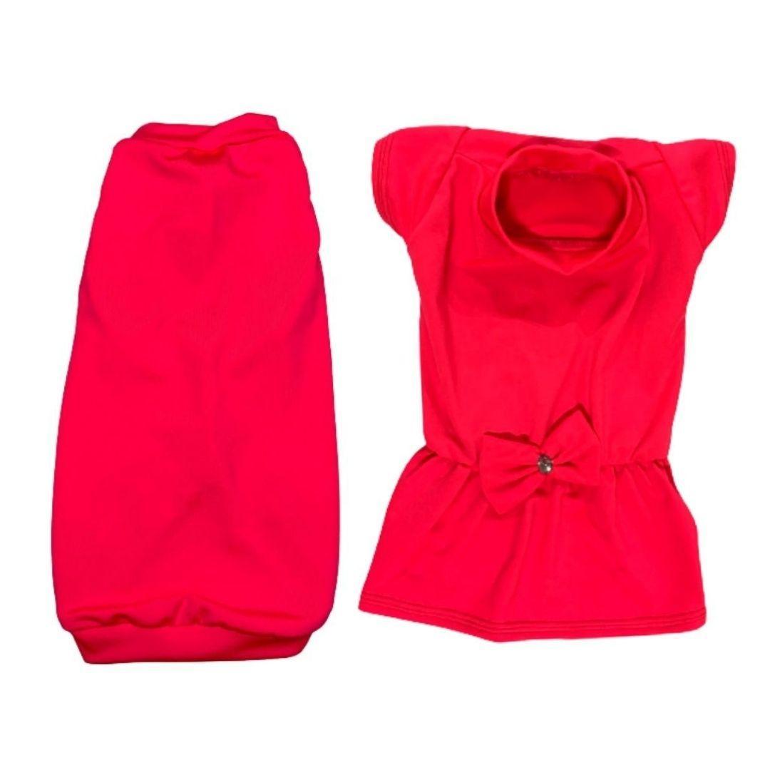 Miniatura Kit Roupas Para Pet Camiseta E Vestido Neon Suplex Rosa Egg