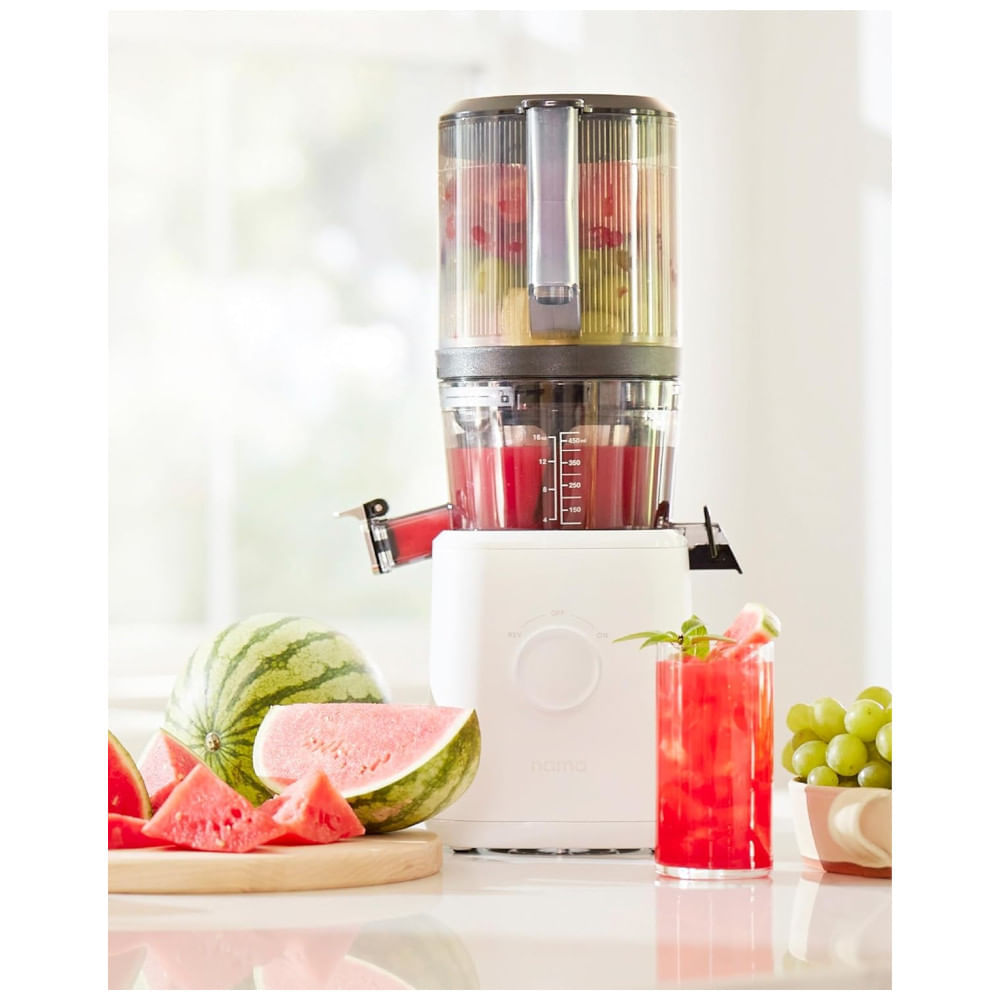Miniatura Espremedor de Frutas Nama J2 Automático com Sistema de Extração a Frio, Tubo Amplo para Frutas Inteiras - Menos Desperdício