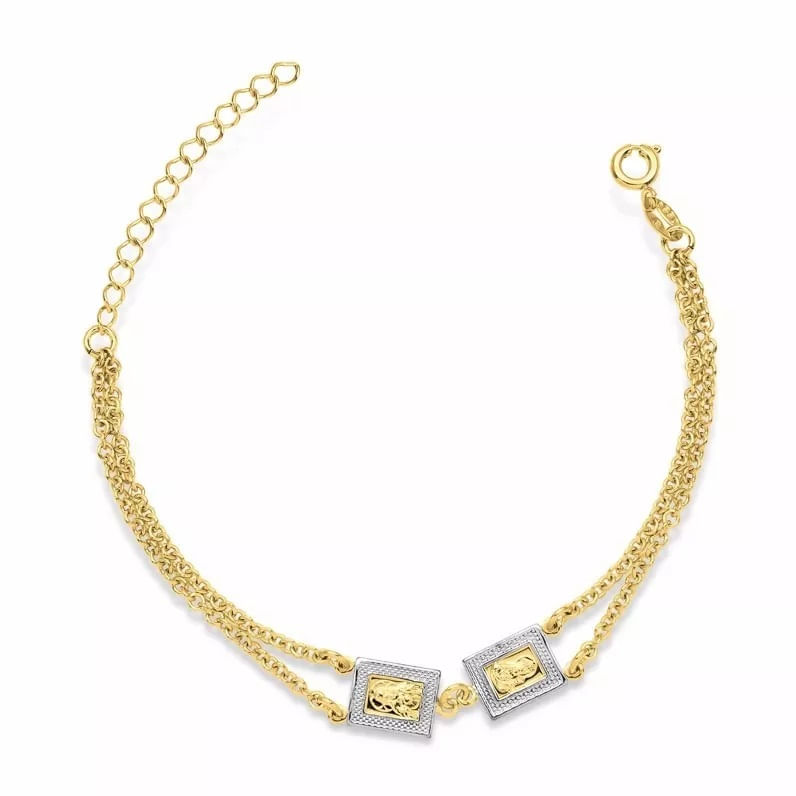 Miniatura Pulseira Escapulário Religiosa Com Ródio Folheado A Ouro 18k