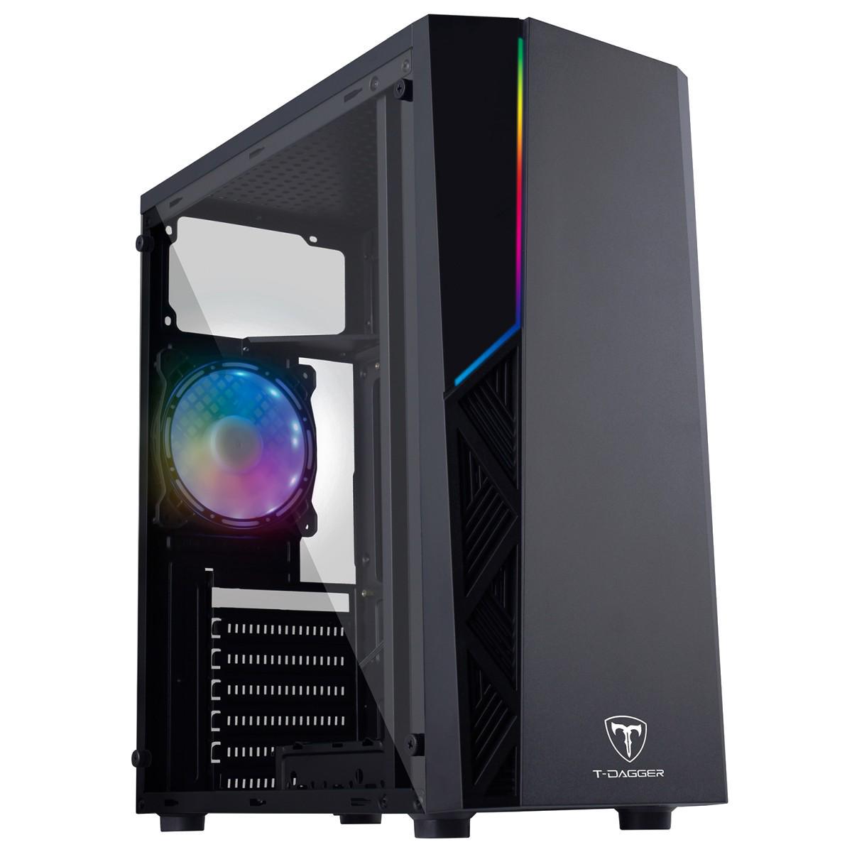 Miniatura Gabinete Gamer T-Dagger P02B Rgb Preto Black Mid Tgc-P02B Gabinete para computador - Ventilação, filtro de poeira - Gamer