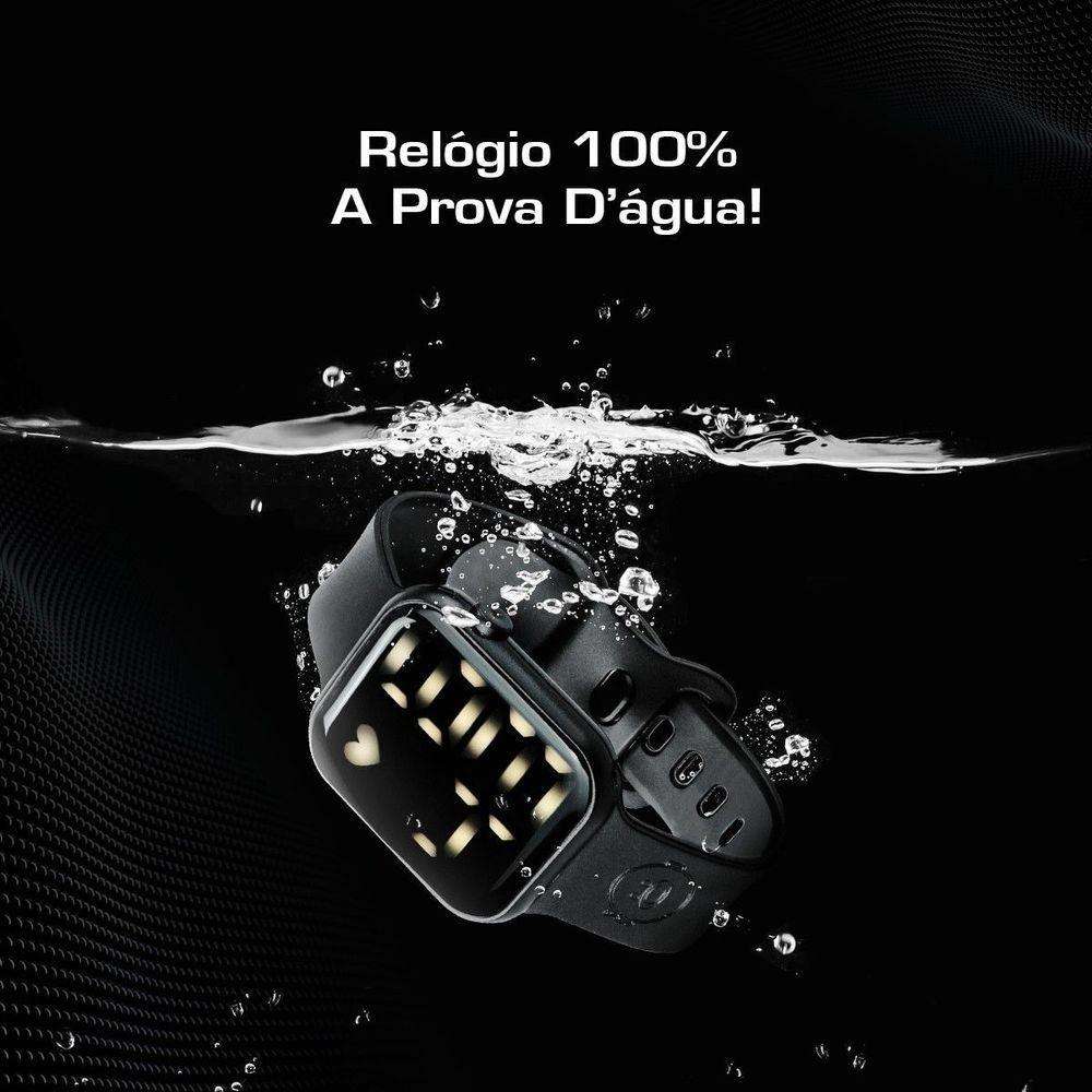 Miniatura Relogio Prova Dagua Premium Silicone Preto + Digital Led Ajustavel Digital Original Esportivo
