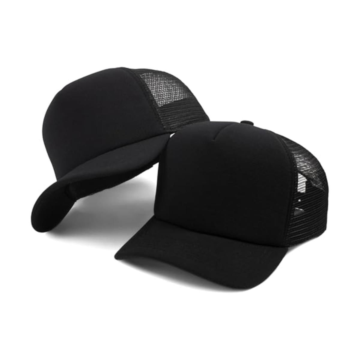Miniatura Boné Trucker Liso Aba Curva Com Regulagem De Rendinha Preto