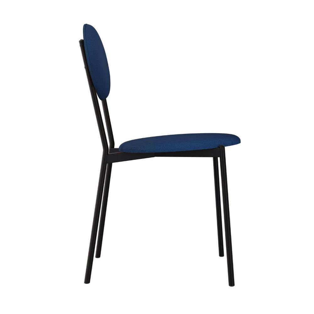 Cadeira Fixa Estofada Vintage Elipse Azul/Preto Fosco