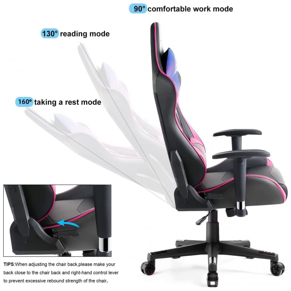 GTRACING Gaming Chair Racing Office Computer Ergonomic Video Game Chair Backrest and Seat Height Adjustable Swivel