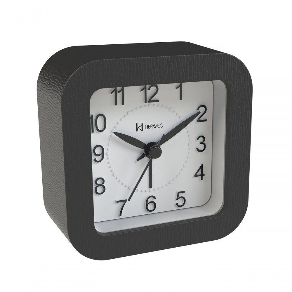 Miniatura Relógio Despertador Herweg Quartz Preto 265024 Único