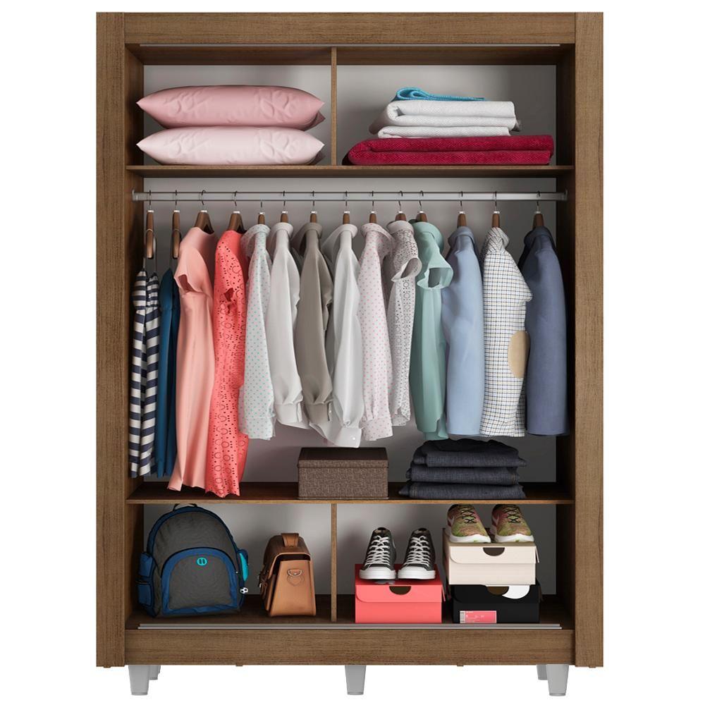 Guarda Roupa Denver 2 Portas 1 Espelho Branco Rustic Madesa