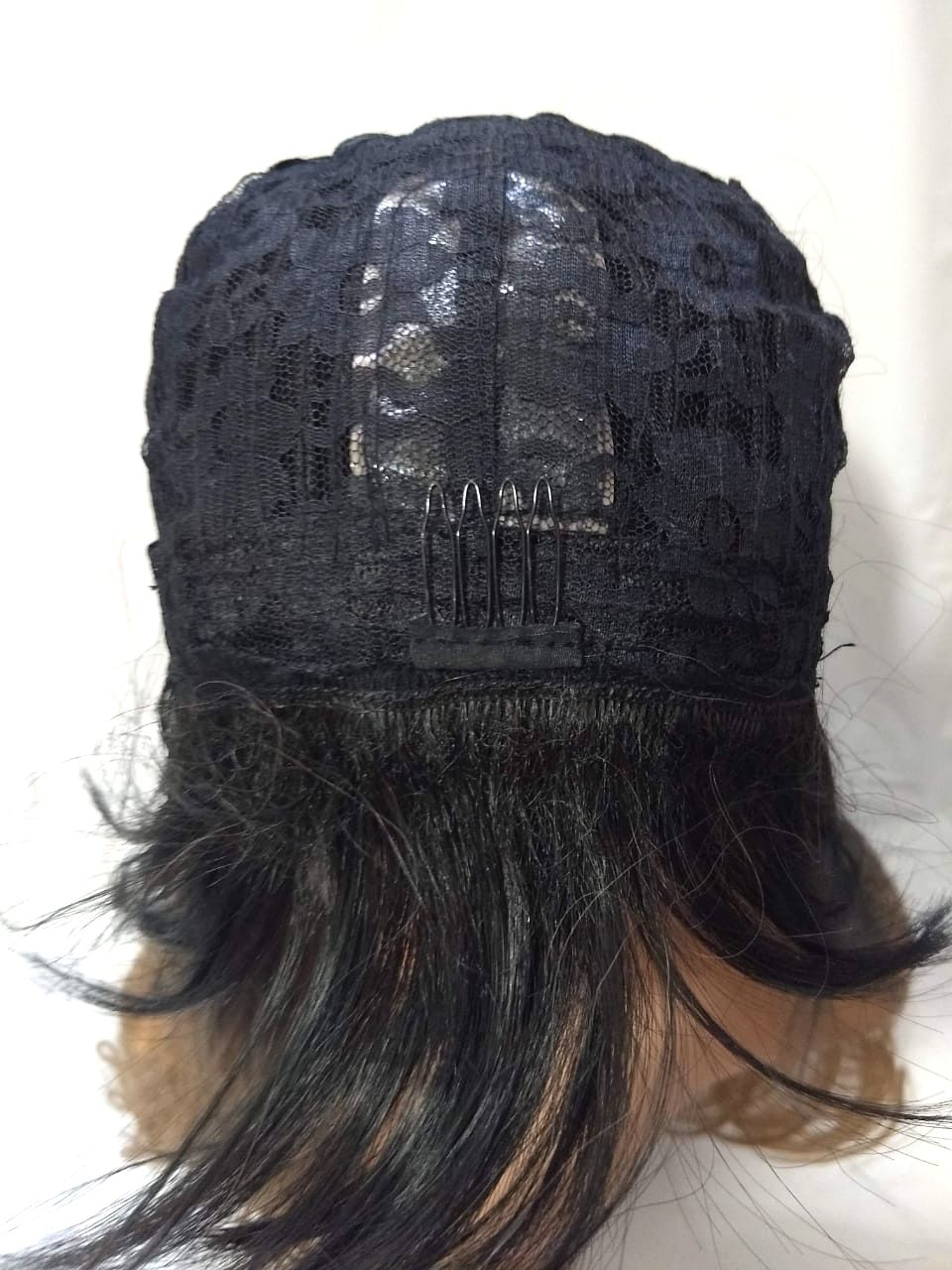 Peruca Lace Wig Lisa Preto com Loiro Ombre Hair Fibra Futura