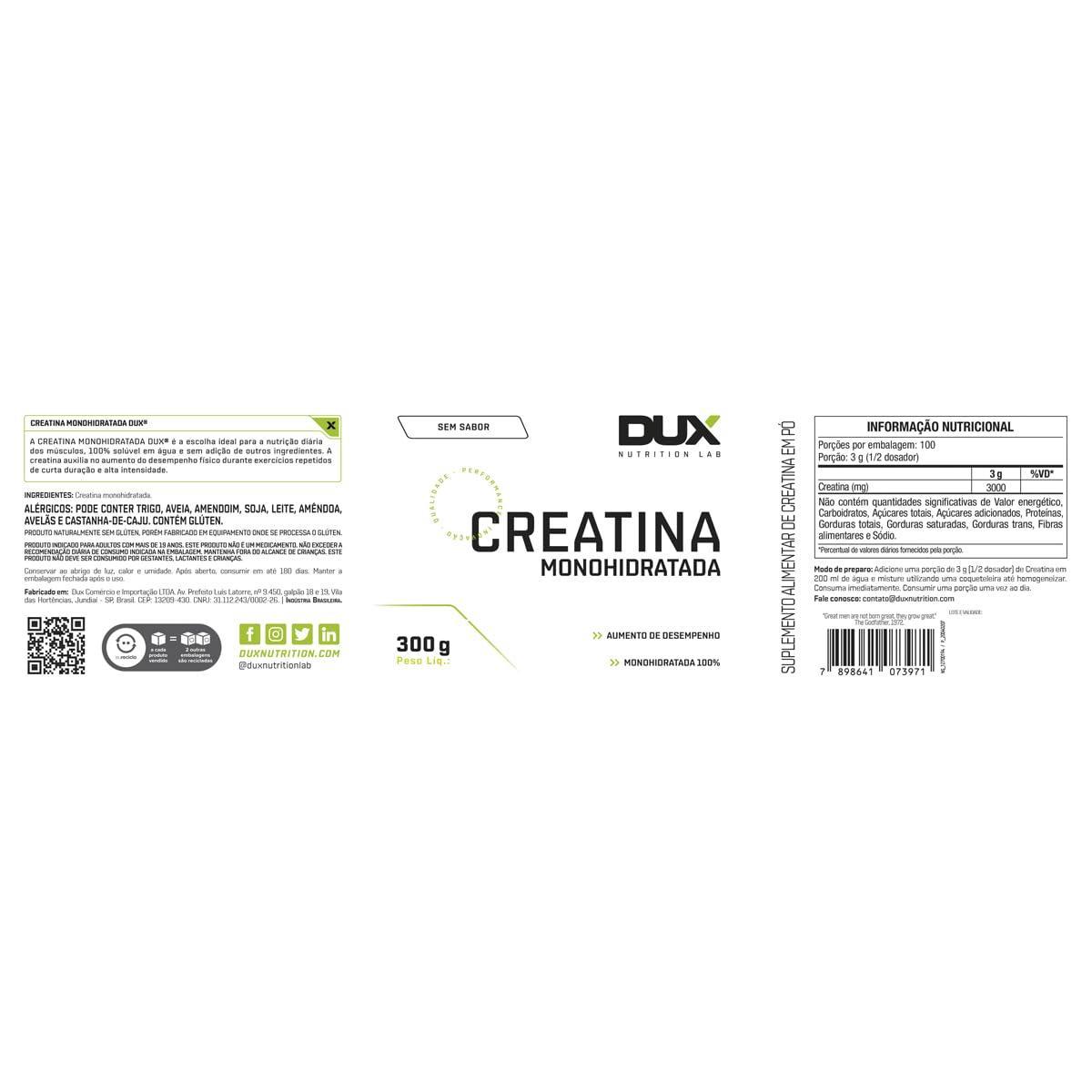 Miniatura Kit 5 Creatina Monohidratada Dux Sem Sabor 300G