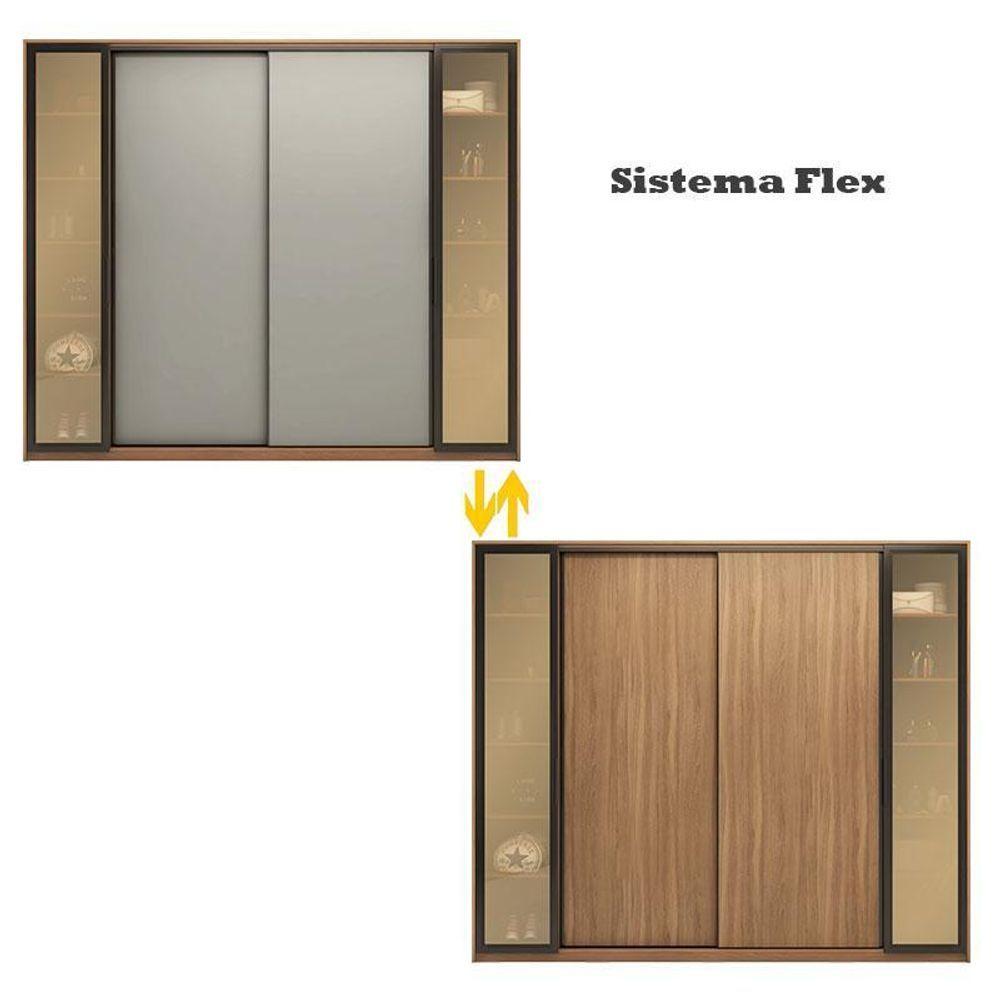 Miniatura Guarda Roupa Casal Laredo Amêndola Touch Nude Prime Flex Com Portas De Vidro Reflecta - Demartez