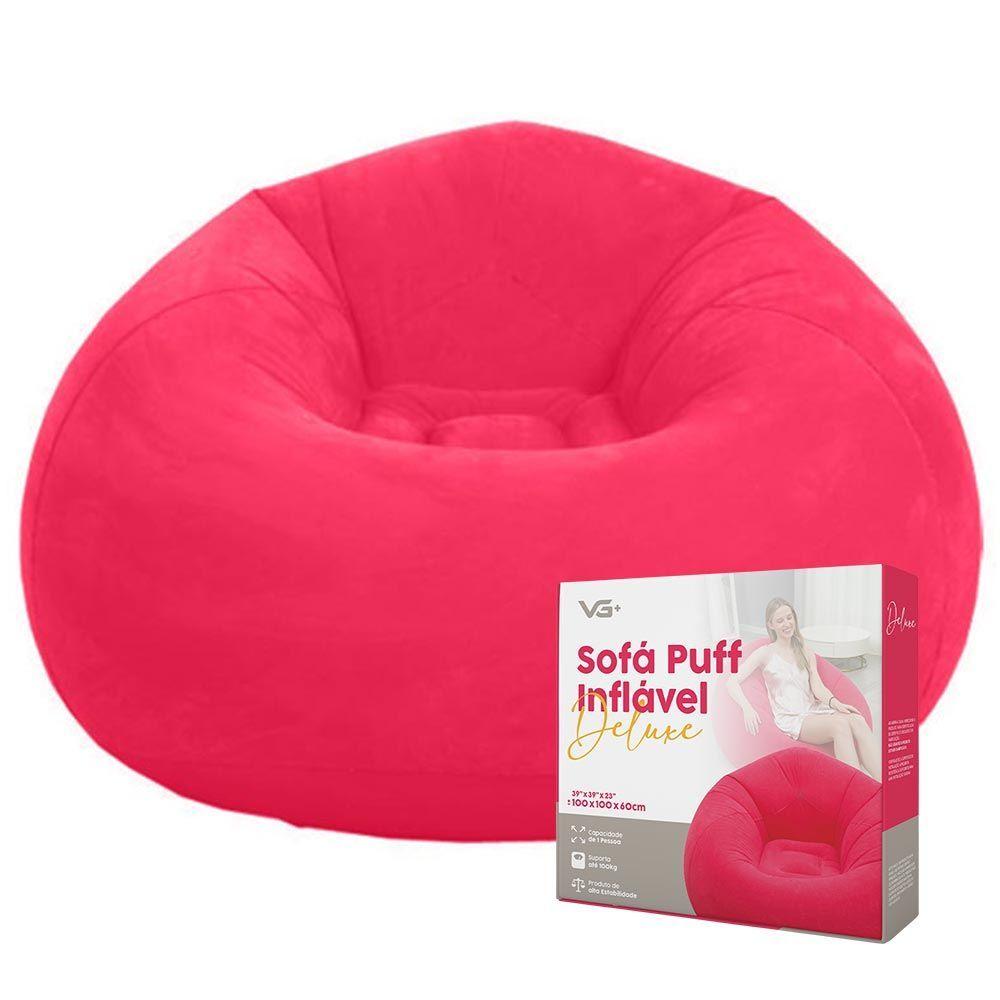 Miniatura Sofá Poltrona Puff Inflável Deluxe Aveludado Vg+ Vermelho