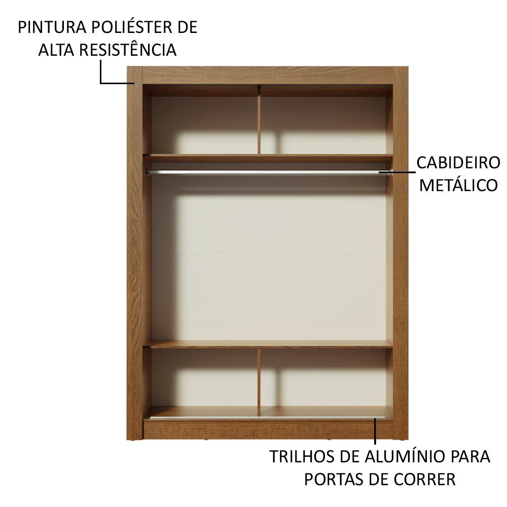 Guarda-Roupa Infantil Madesa Enzo 2 Portas de Correr de Espelho Rustic