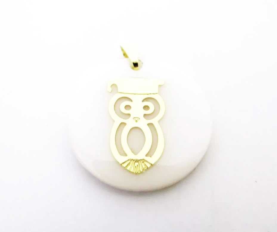 Miniatura Pingente Coruja Professora Folheado A Ouro 18k