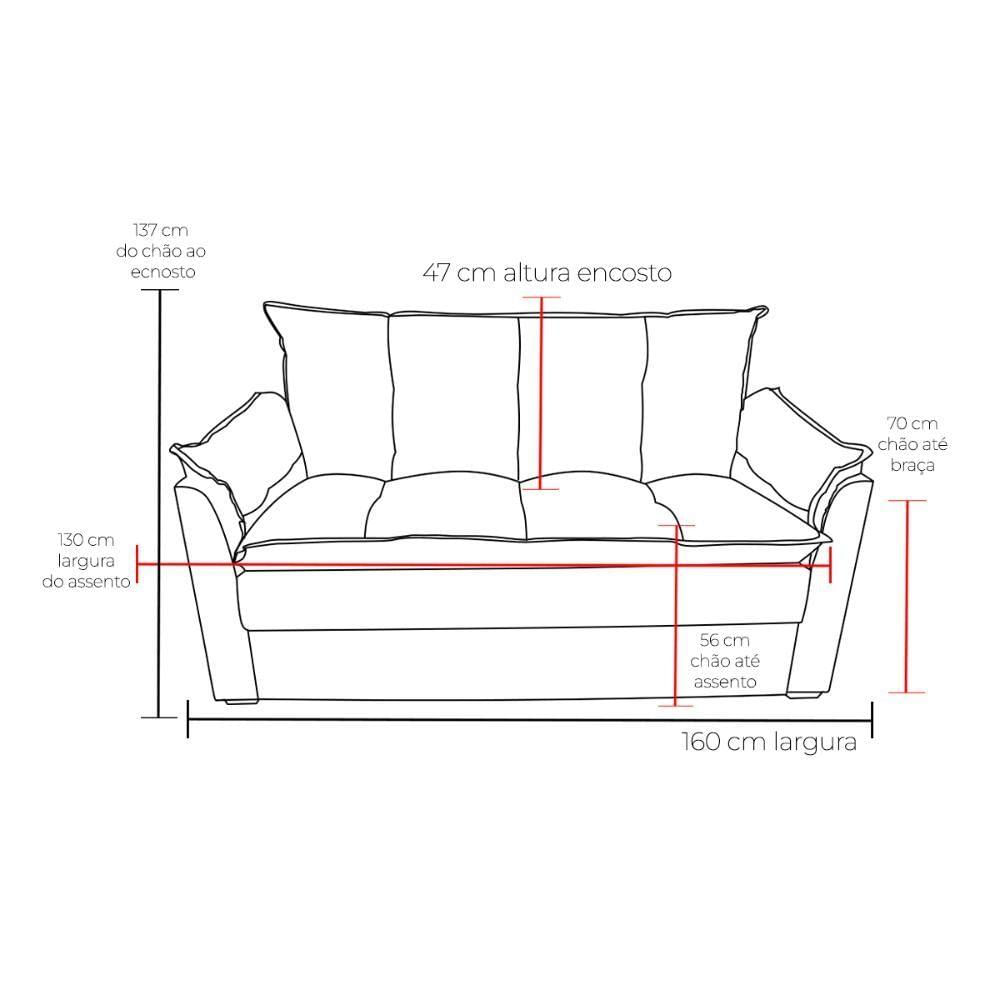 Miniatura Sofá Small 3 Lugares Conforto 160cm Suede Marsala Herrero Decor Marsala
