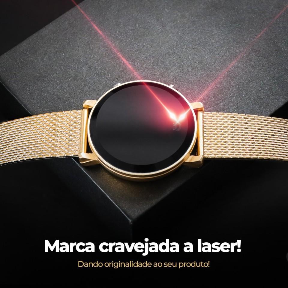 Relógio Feminino Dourado Silicone Digital LED Orizom Maria