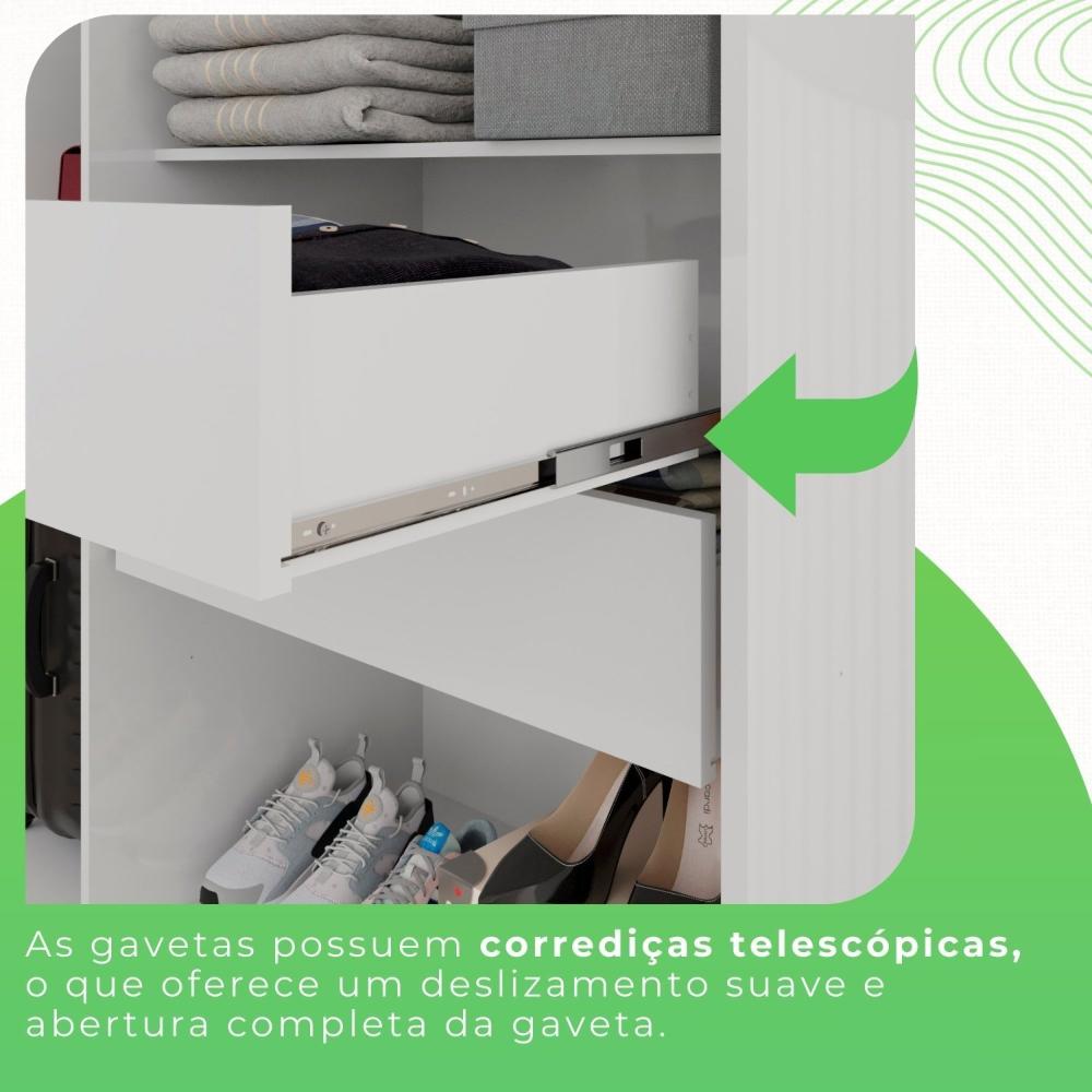 Guarda-Roupa Casal 6 Portas 2 Gavetas França Branco