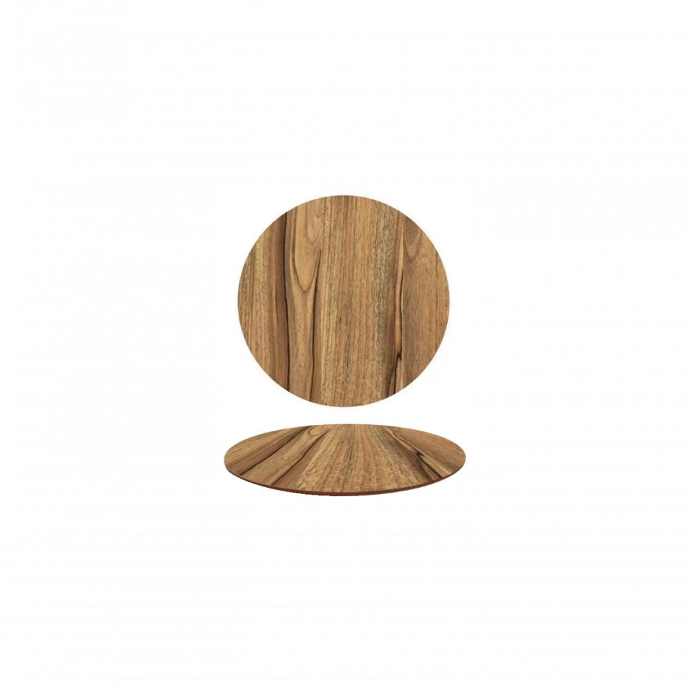Miniatura Tampo Em Mdf Redondo 120cm - Nogueira Marrom Amarelado