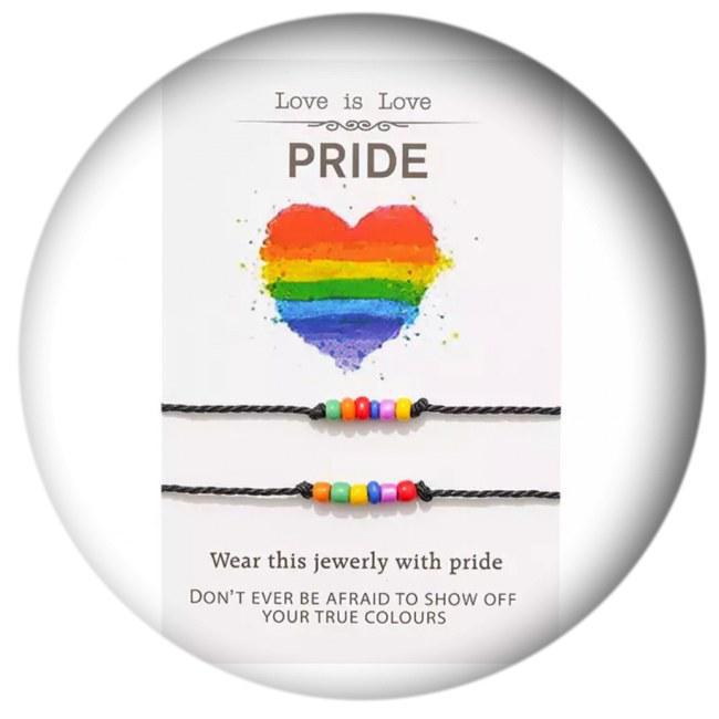 Miniatura Pulseira Casal Fecho Miçangas Pride Colorida Detalhes P0078