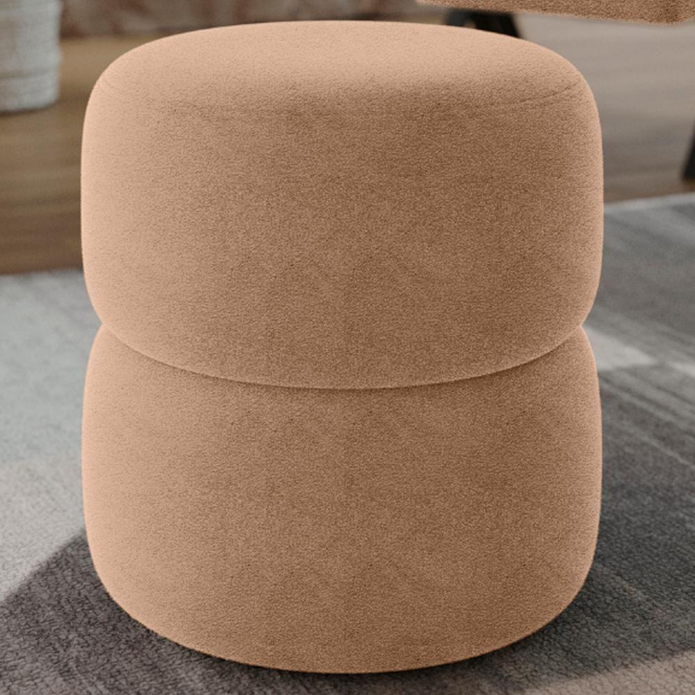 Miniatura Puff Redondo Decorativo 49x43 Cm Paris Boucle Bege Milani Store Bege
