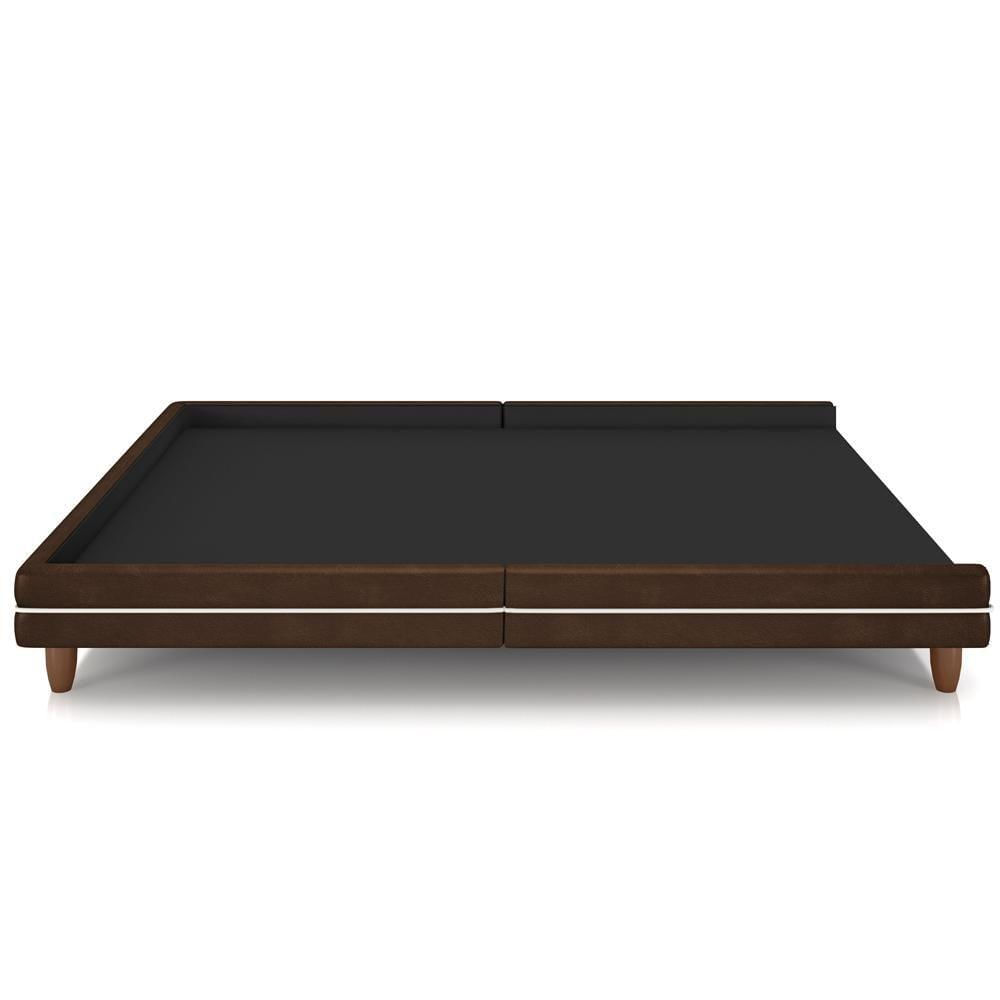 Miniatura Cama Casal Base Box Pés Madeira 140cm Suném P05 Couríssimo Marrom - Lyam Decor