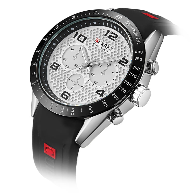 Miniatura Relógio Curren Original 8167 Luxo Preto Masculino Esportivo