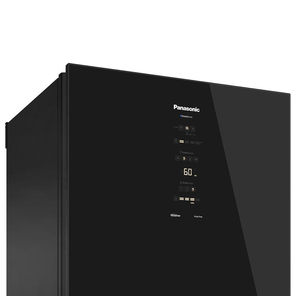 Miniatura Geladeira Panasonic BB65 Black Glass Inverse Frost Free 450L Inverter A+++ - NR-BB65GVFB 110V