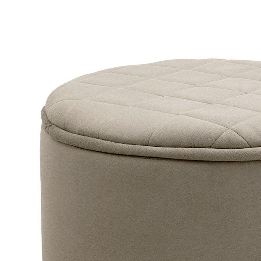 Miniatura Puff Sapateira Baú Decorativo Zeus Veludo Star Confort Marfim