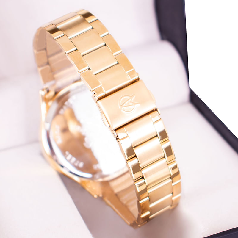 Miniatura Relogio Masculino Champion Dourado Analógico CN27670U