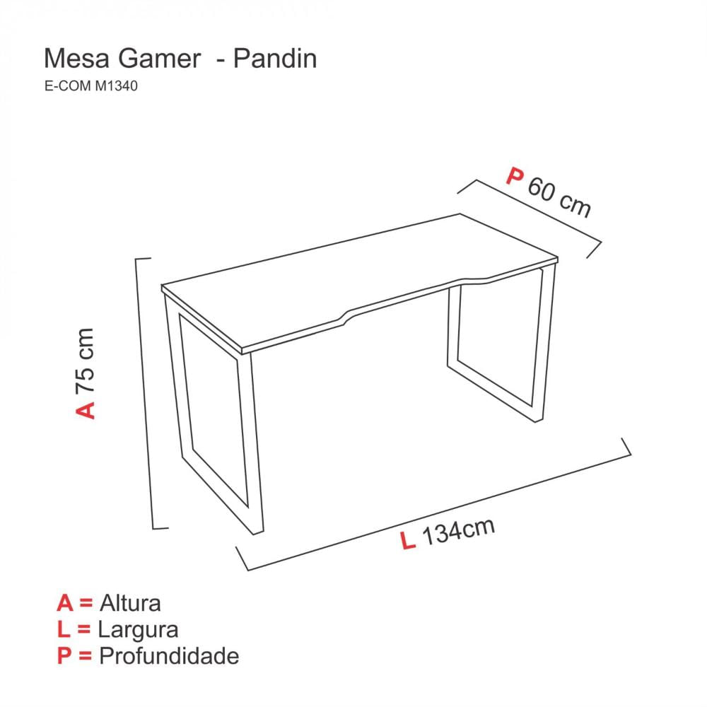 Miniatura Mesa Gamer Pandin Móveis Preto/Amarelo