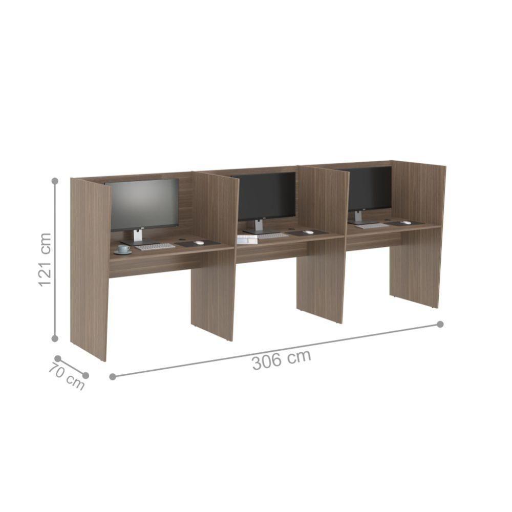 Miniatura Mesa De Trabalho Call Center 3 Lugares Tripla Fechada - Affara Affara