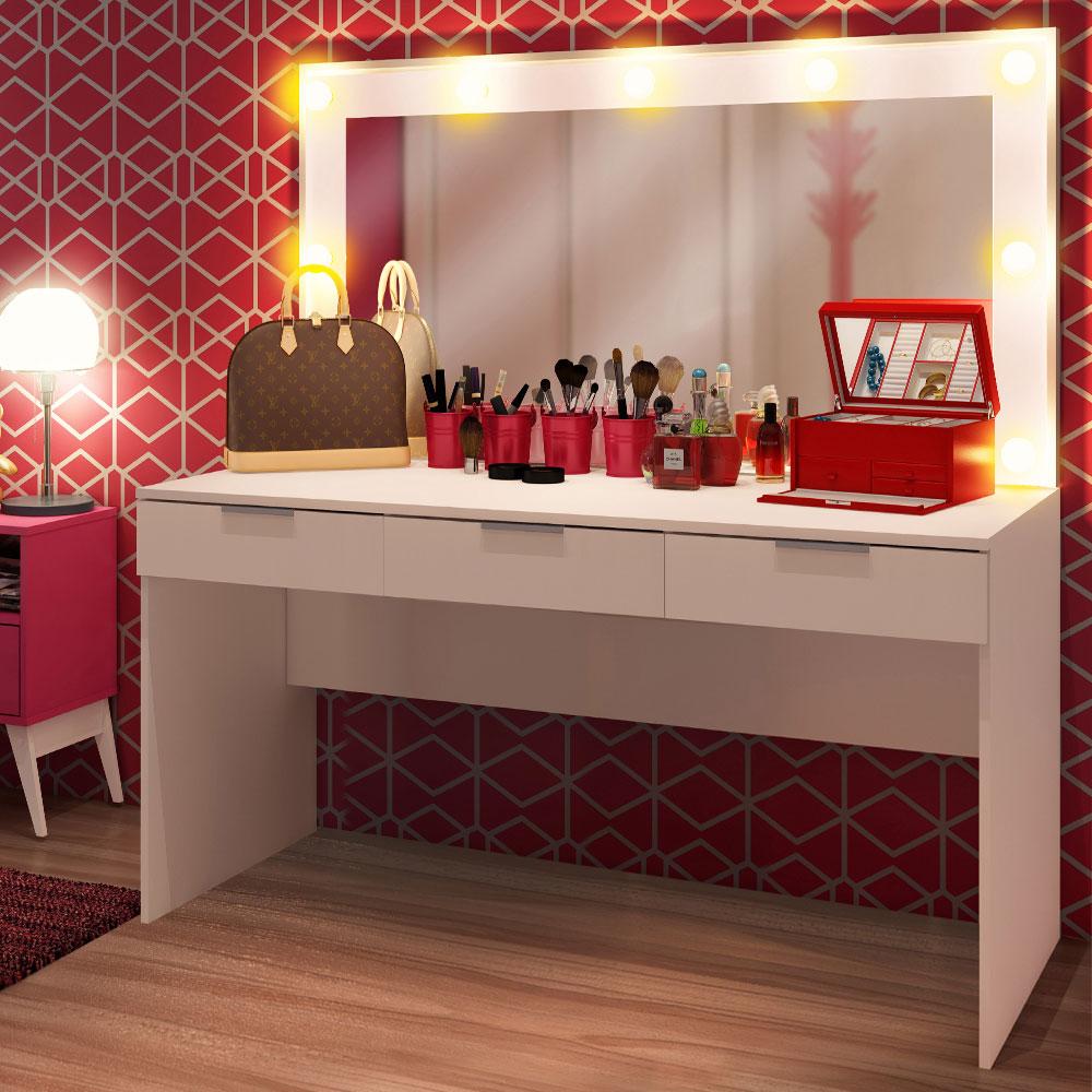 Miniatura Penteadeira Madesa Camarim Carly com 3 Gavetas (Sem Painel) Branco
