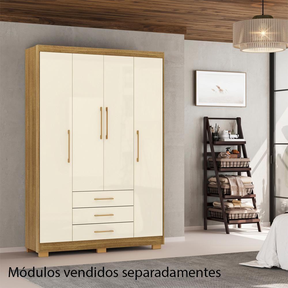 Guarda Roupa Solteiro 120 Cm 4 Portas 10088 Nature Champanhe Vlr Nature Champanhe