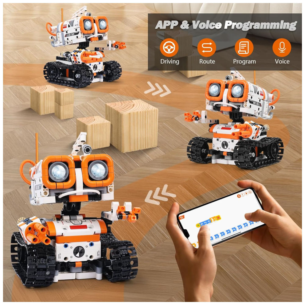 Miniatura Kit de Robótica STEM para Crianças de 8 a 12 Anos: Montagem de Robôs 3 em 1 com Controle Remoto por APP e Programação, Projetos Científicos ,Kyanio