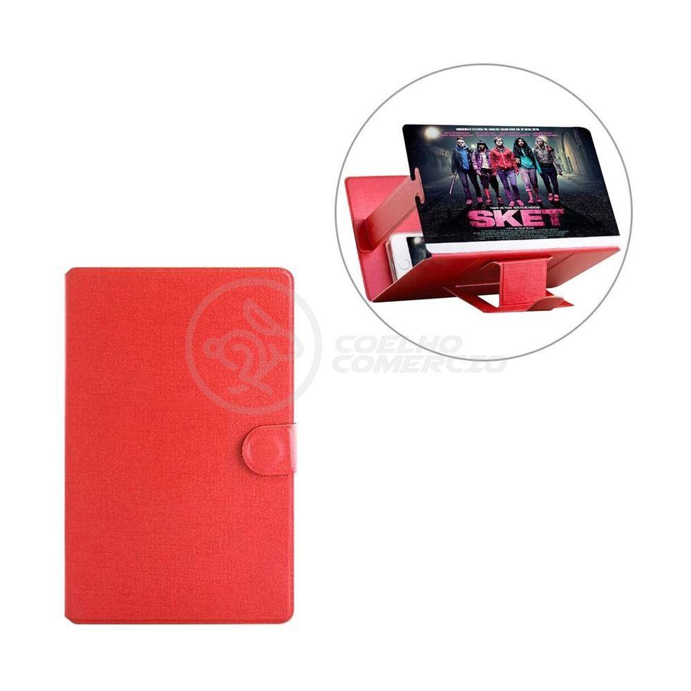 Lupa Ampliadora Tela De Celular Portátil Dobrável Vermelho