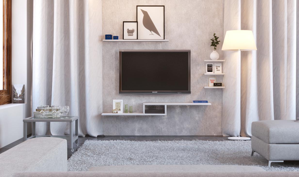 Miniatura Rack Suspenso Não Painel Nicho Sala Moderno E Tv Sony 42