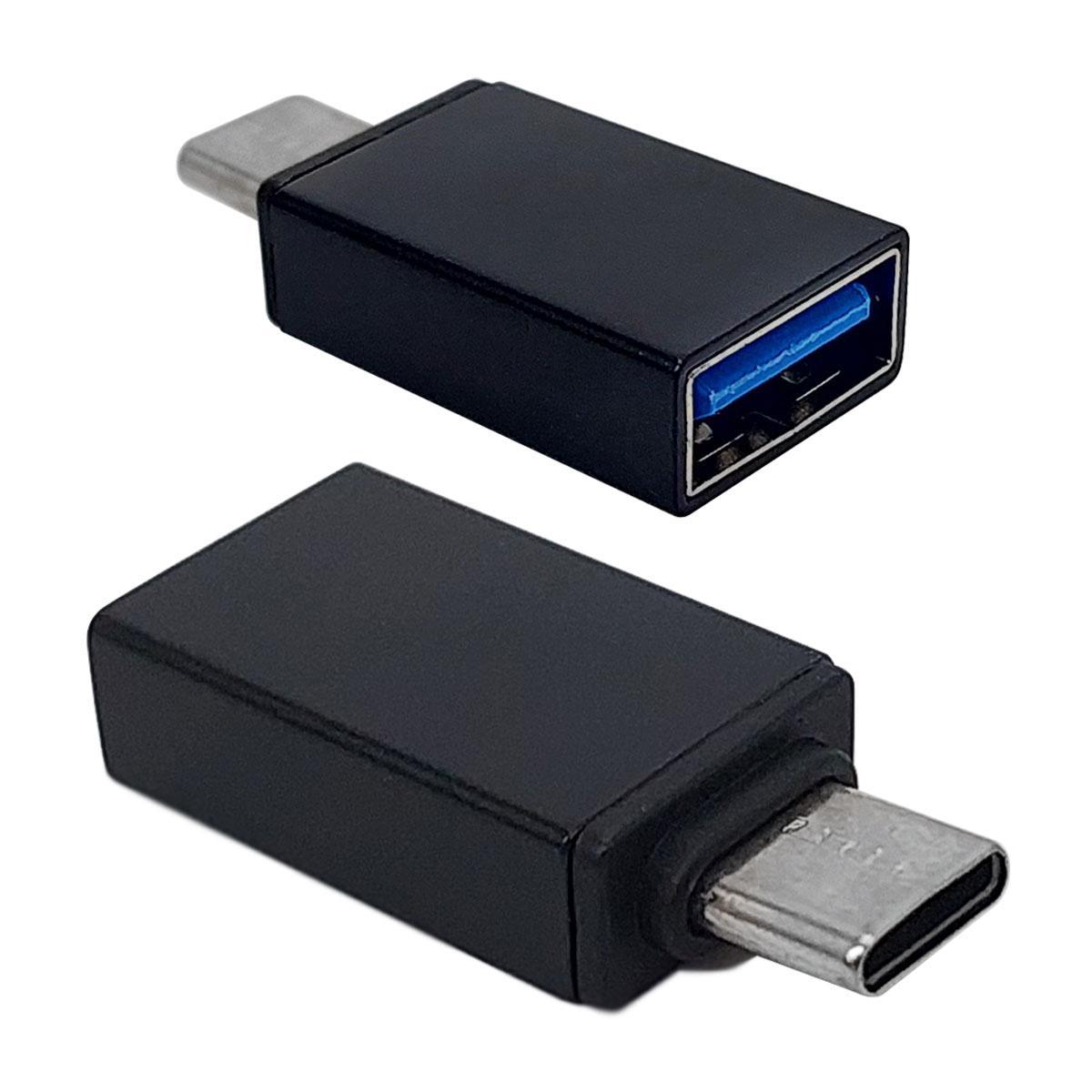 Miniatura Adaptador Tipo-C Macho X Usb Fêmea Gv Brasil, Preto Adt.1092