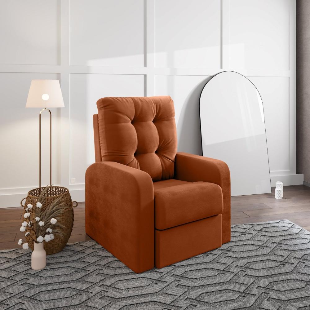 Miniatura Poltrona Reclinável do Papai em Suede Laranja